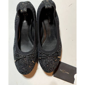 Yosi Samra Black/Glitter Low heeled Evening Pump‎ Size 8.5M
